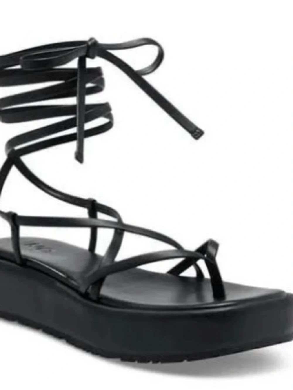 INC International Concepts Black Lace-Up Strappy Platform Sandal